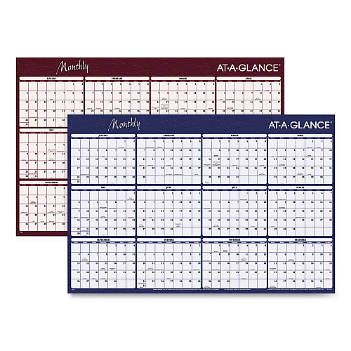 AT-A-GLANCE Reversible Horizontal Erasable Wall Planner, 48 x 32, Assorted Sheet Colors, 12-Month (Jan to Dec): 2026 (A152)