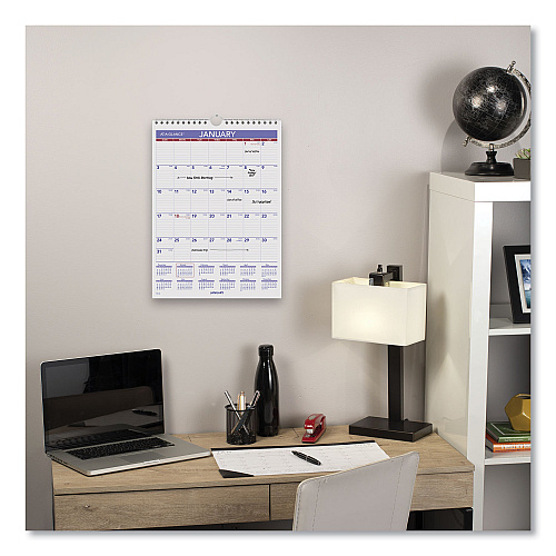 AT-A-GLANCE Monthly Wall Calendar with Ruled Daily Blocks, 8 x 11, White Sheets, 12-Month (Jan to Dec): 2026 (PM128)