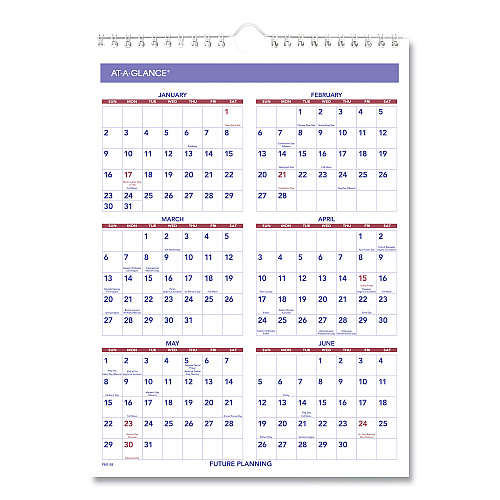 AT-A-GLANCE Monthly Wall Calendar with Ruled Daily Blocks, 8 x 11, White Sheets, 12-Month (Jan to Dec): 2026 (PM128)