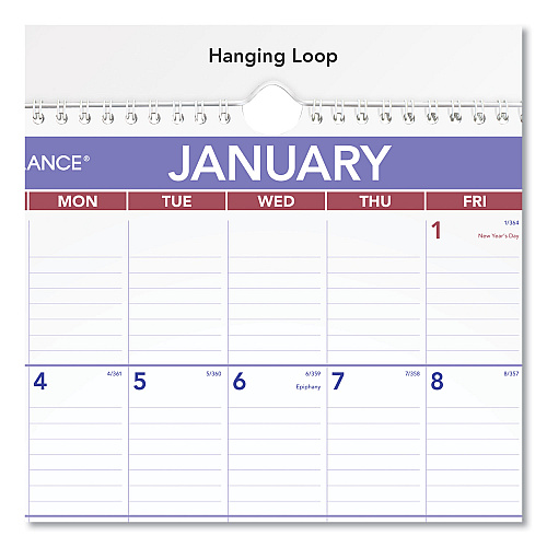 AT-A-GLANCE Monthly Wall Calendar with Ruled Daily Blocks, 12 x 17, White Sheets, 12-Month (Jan to Dec): 2026 (PM228)