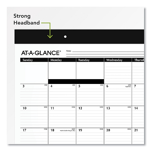 AT-A-GLANCE Monthly Refillable Desk Pad, 22 x 17, White Sheets, Black Binding, Black Corners, 12-Month (Jan to Dec): 2026 (SK2200)