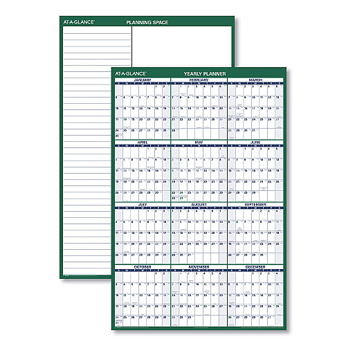 AT-A-GLANCE Vertical Erasable Wall Planner, 32 x 48, White/Green Sheets, 12-Month (Jan to Dec): 2026 (PM31028)