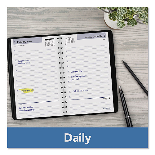 AT-A-GLANCE DayMinder Daily Appointment Book, 8 x 5, Black Cover, 12-Month (Jan to Dec): 2027 (SK4400)