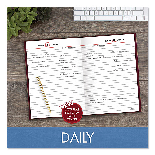 AT-A-GLANCE Standard Diary Daily Reminder Book, 2026 Edition, Medium/College Rule, Red Cover, (201) 8.25 x 5.75 Sheets (SD38913)
