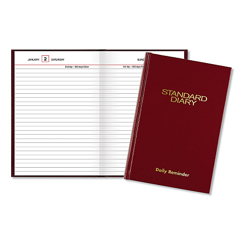 AT-A-GLANCE Standard Diary Daily Reminder Book, 2026 Edition, Medium/College Rule, Red Cover, (201) 7.5 x 5 Sheets (SD38713)