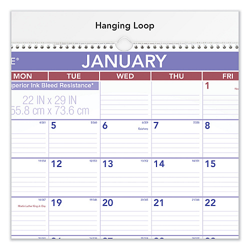 AT-A-GLANCE Two-Month Wall Calendar, 22 x 29, White/Blue/Red Sheets, 12-Month (Jan to Dec): 2026 (PM928)