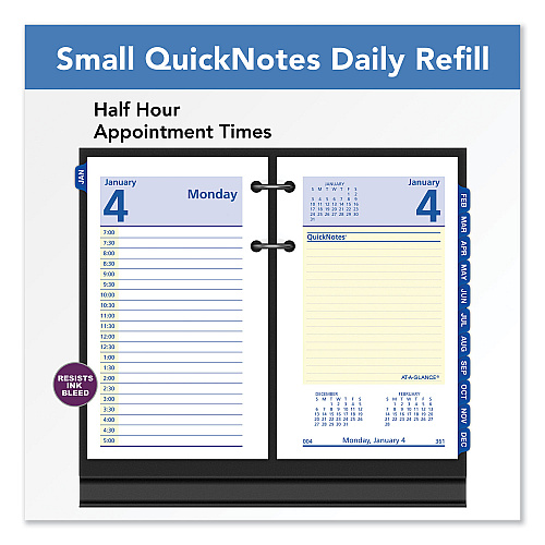 AT-A-GLANCE QuickNotes Desk Calendar Refill, 3.5 x 6, White/Yellow/Blue Sheets, 12-Month (Jan to Dec): 2026 (E51750)