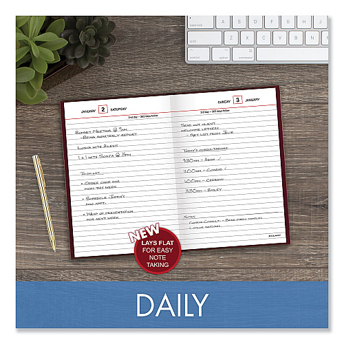 AT-A-GLANCE Standard Diary Daily Reminder Book, 2026 Edition, Medium/College Rule, Red Cover, (201) 7.5 x 5 Sheets (SD38713)