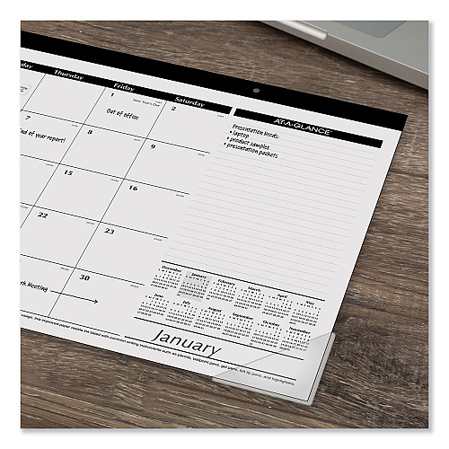 AT-A-GLANCE Compact Desk Pad, 18 x 11, White Sheets, Black Binding, Clear Corners, 12-Month (Jan to Dec): 2026 (SK1400)