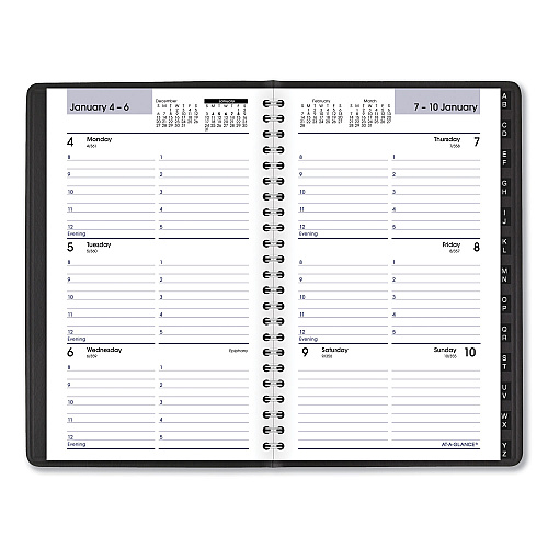 AT-A-GLANCE DayMinder Block Format Weekly Appointment Book, Tabbed Telephone/Add Section, 8.5 x 5.5, Black, 12-Month (Jan to Dec): 2026 (G21000)