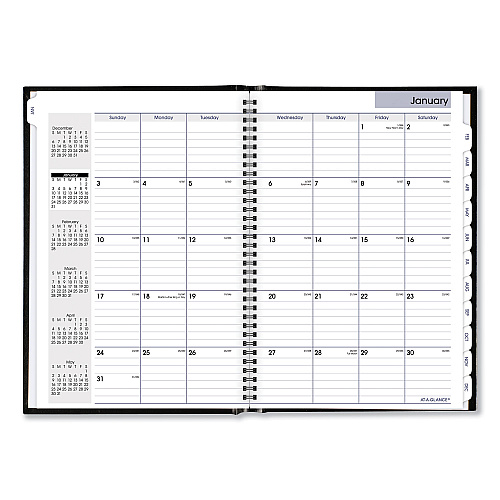 AT-A-GLANCE DayMinder Hard-Cover Monthly Planner, Ruled Blocks, 11.75 x 8, Black Cover, 14-Month: Dec 2025 to Jan 2027 (G470H00)
