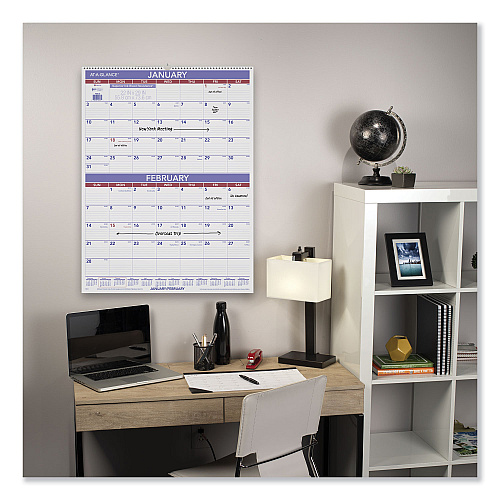 AT-A-GLANCE Two-Month Wall Calendar, 22 x 29, White/Blue/Red Sheets, 12-Month (Jan to Dec): 2026 (PM928)