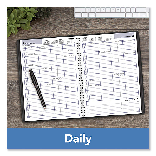 AT-A-GLANCE DayMinder Four-Person Group Daily Appointment Book, 11 x 8, Black Cover, 12-Month (Jan to Dec): 2026 (G56000)