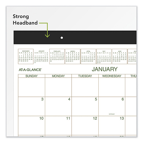 AT-A-GLANCE Two-Color Desk Pad, 21.75 x 17, White Sheets, Black Binding, Clear Corners, 12-Month (Jan to Dec): 2026 (GG250000)