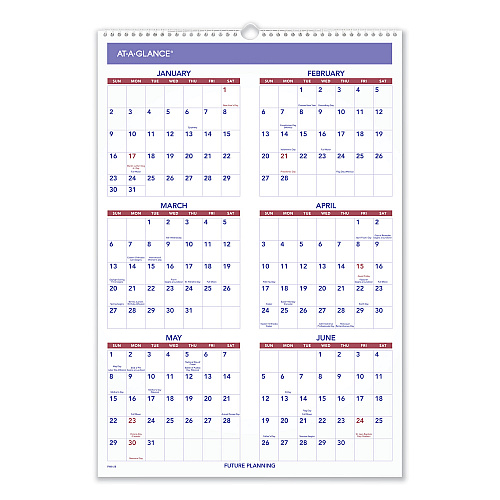 AT-A-GLANCE Three-Month Wall Calendar, 15.5 x 22.75, White Sheets, 12-Month (Jan to Dec): 2026 (PM628)