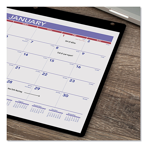 AT-A-GLANCE Monthly Desk/Wall Calendar with Plastic Backboard and Bonus Pages, 11 x 8, White/Violet/Red Sheets, 12-Month (Jan-Dec): 2026 (SK800)