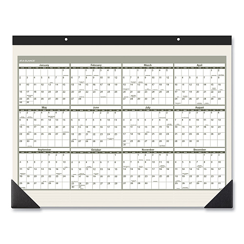 AT-A-GLANCE Recycled Monthly Desk Pad, 22 x 17, Sand/Green Sheets, Black Binding, Black Corners, 12-Month (Jan to Dec): 2026 (SK32G00)