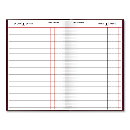 AT-A-GLANCE Standard Diary Daily Journal, 2026 Edition, Wide/Legal Rule, Red Cover, (210) 12 x 7.75 Sheets (SD37713)