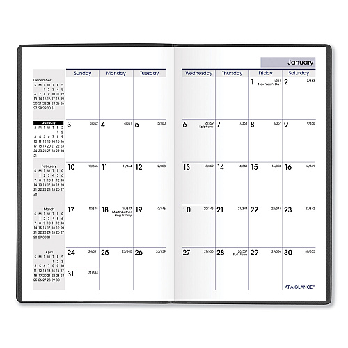 AT-A-GLANCE DayMinder Pocket-Sized Monthly Planner, Unruled Blocks, 6 x 3.5, Black Cover, 14-Month: Dec 2025 to Jan 2027 (SK5300)