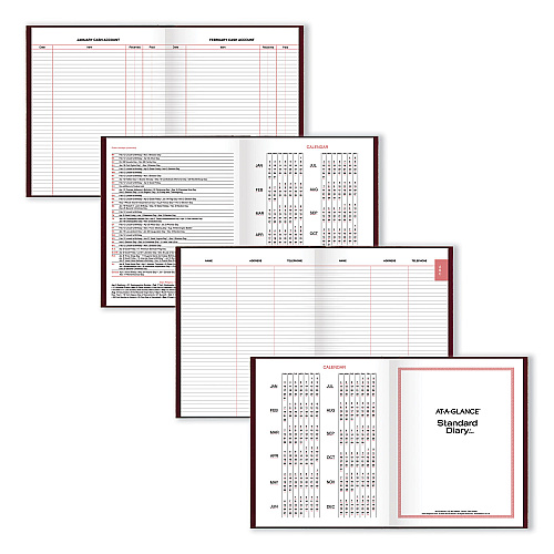AT-A-GLANCE Standard Diary Daily Diary, 2026 Edition, Medium/College Rule, Red Cover, (200) 9.5 x 7.5 Sheets (SD37413)