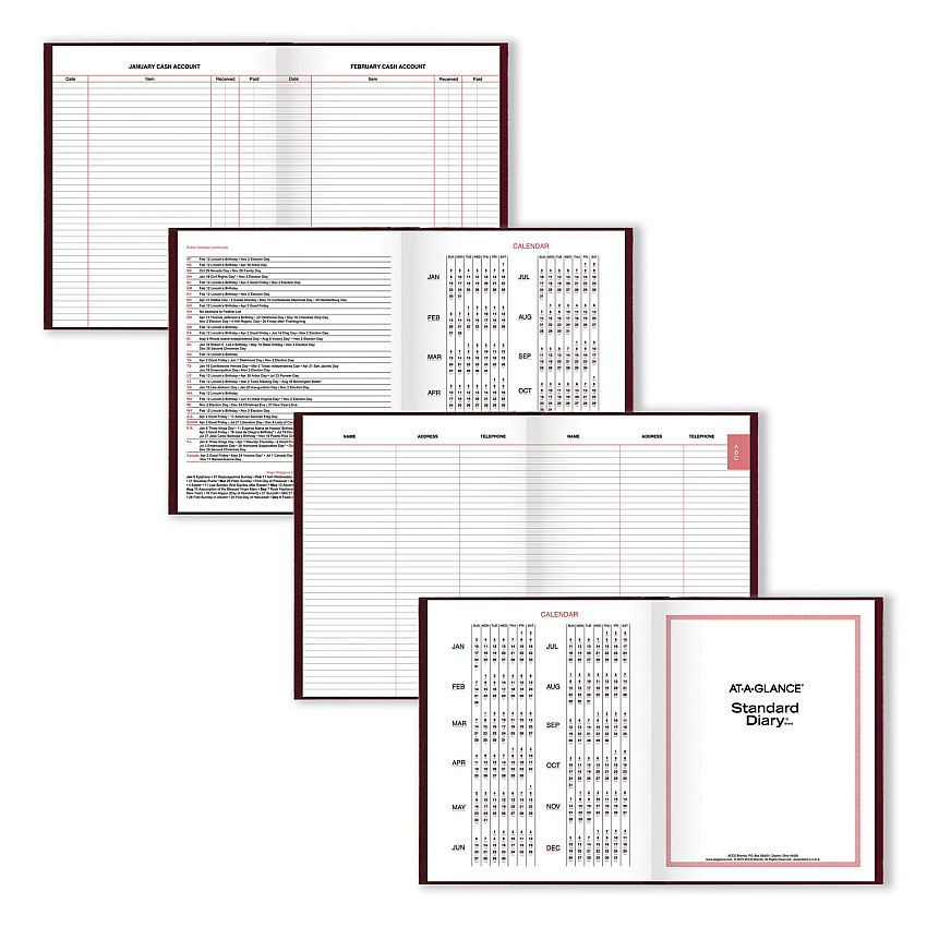 AT-A-GLANCE Standard Diary Daily Diary, 2026 Edition, Medium/College ...