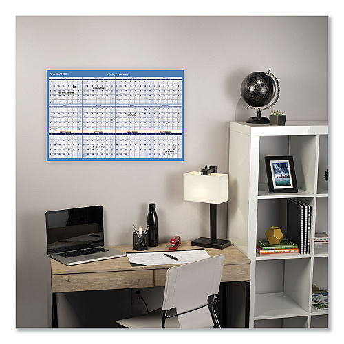 AT-A-GLANCE Horizontal Reversible/Erasable Wall Planner, 36 x 24, White/Blue Sheets, 12-Month (Jan to Dec): 2026 (PM20028)