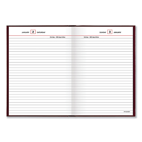 AT-A-GLANCE Standard Diary Daily Reminder Book, 2026 Edition, Medium/College Rule, Red Cover, (201) 8.25 x 5.75 Sheets (SD38913)