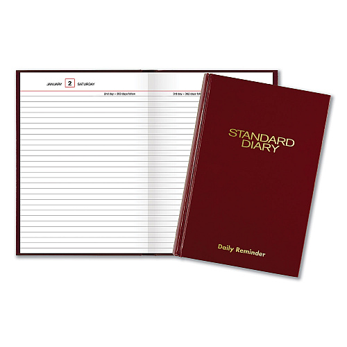 AT-A-GLANCE Standard Diary Daily Reminder Book, 2026 Edition, Medium/College Rule, Red Cover, (201) 8.25 x 5.75 Sheets (SD38913)