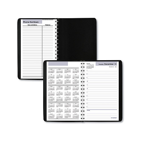 AT-A-GLANCE DayMinder Daily Appointment Book, 8 x 5, Black Cover, 12-Month (Jan to Dec): 2027 (SK4400)