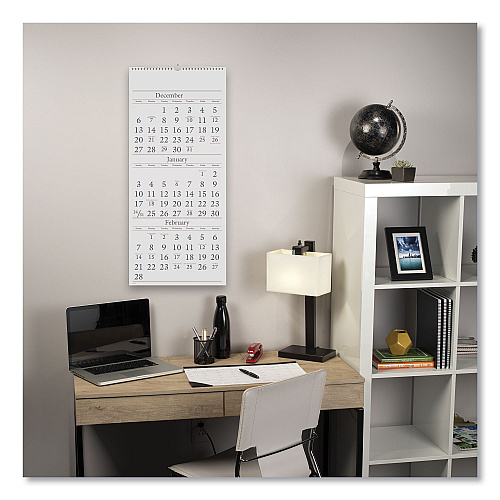 AT-A-GLANCE Three-Month Reference Wall Calendar, 12 x 27, White Sheets, 14-Month: Dec 2025 to Feb 2027 (SW11528)
