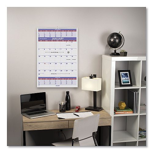 AT-A-GLANCE Three-Month Wall Calendar, 15.5 x 22.75, White Sheets, 12-Month (Jan to Dec): 2026 (PM628)