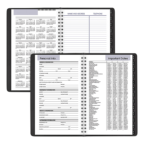 AT-A-GLANCE DayMinder Block Format Weekly Appointment Book, Tabbed Telephone/Add Section, 8.5 x 5.5, Black, 12-Month (Jan to Dec): 2026 (G21000)