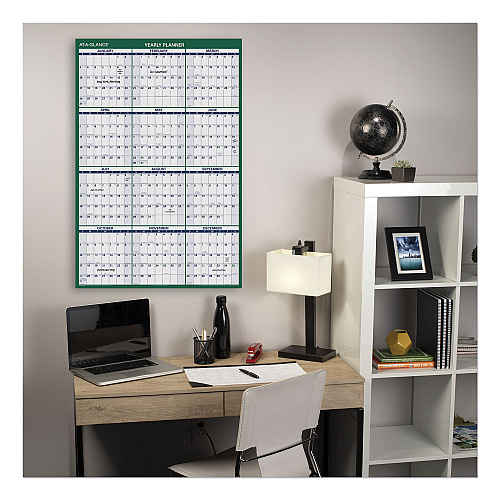 AT-A-GLANCE Vertical Erasable Wall Planner, 32 x 48, White/Green Sheets, 12-Month (Jan to Dec): 2026 (PM31028)