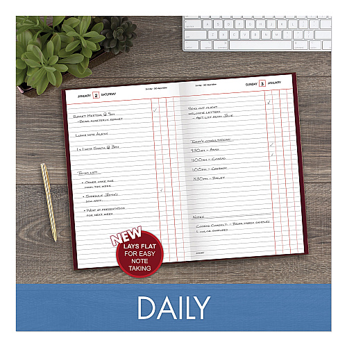 AT-A-GLANCE Standard Diary Daily Journal, 2026 Edition, Wide/Legal Rule, Red Cover, (210) 12 x 7.75 Sheets (SD37713)