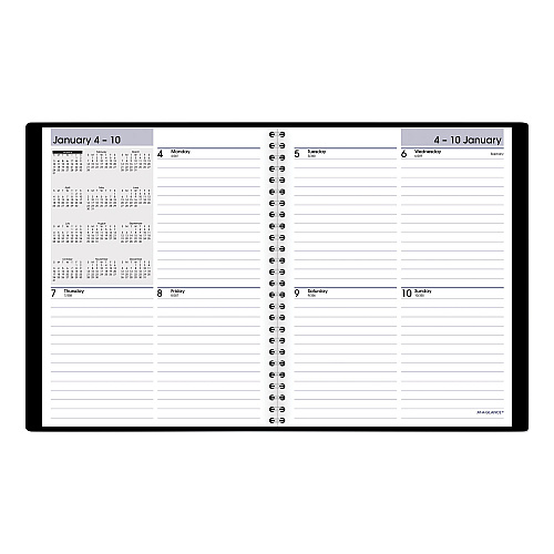 AT-A-GLANCE DayMinder Open-Schedule Weekly Appointment Book, 8.75 x 7, Black Cover, 12-Month (Jan to Dec): 2026 (G53500)