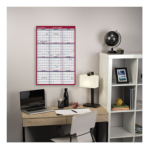 AT-A-GLANCE Erasable Vertical/Horizontal Wall Planner, 24 x 36, White/Blue/Red Sheets, 12-Month (Jan to Dec): 2026 (PM2628)