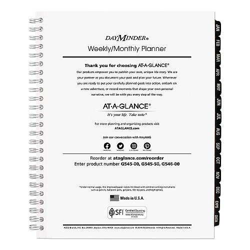 AT-A-GLANCE DayMinder Executive Weekly/Monthly Refill, 8.75 x 7, White Sheets, 12-Month (Jan to Dec): 2026 (G54550)
