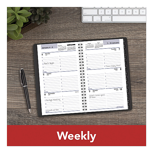AT-A-GLANCE DayMinder Block Format Weekly Appointment Book, Tabbed Telephone/Add Section, 8.5 x 5.5, Black, 12-Month (Jan to Dec): 2026 (G21000)