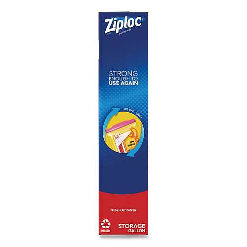 Ziploc Double Zipper Storage Bags, Triple System Seal, Gallon, 9.6" x 12.1", Clear, 19 Bags/Box, 12 Boxes/Carton (314467)