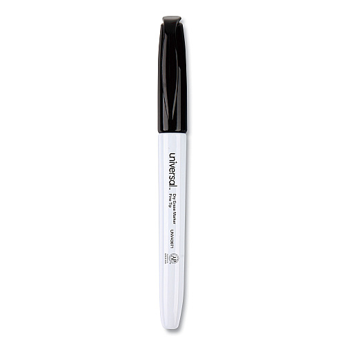 Universal Pen Style Dry Erase Marker, Fine Bullet Tip, Black, Dozen (UNV43671)