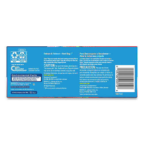Ziploc Double Zipper Storage Bags, Triple System Seal, Quart, 9.63" x 8.5", Clear, 48/Box (314469BX)
