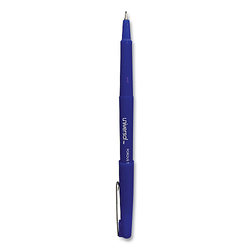 Universal Porous Point Pen, Stick, Medium 0.7 mm, Blue Ink, Blue Barrel, Dozen (UNV50501)