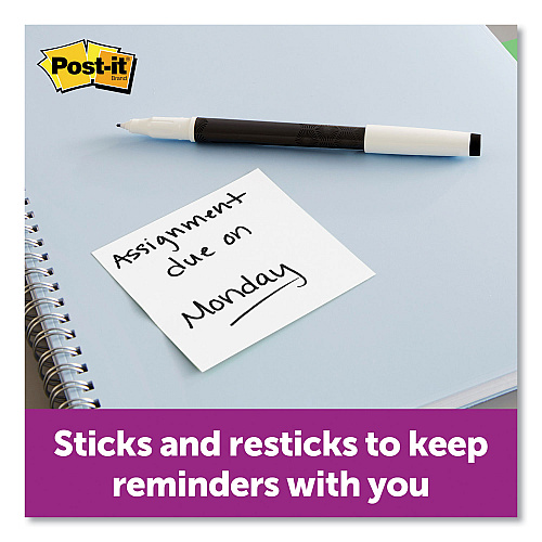 Post-it Self-Stick Notes 3" x 3", White, 90 Sheets/Pad, 8 Pads/Pack (6545SSW)