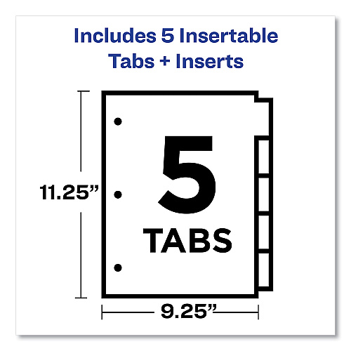 Avery Big Tab Insertable One-Pocket Plastic Dividers, 5-Tab, 11.13 x 9.25, Assorted, 1 Set (07714)