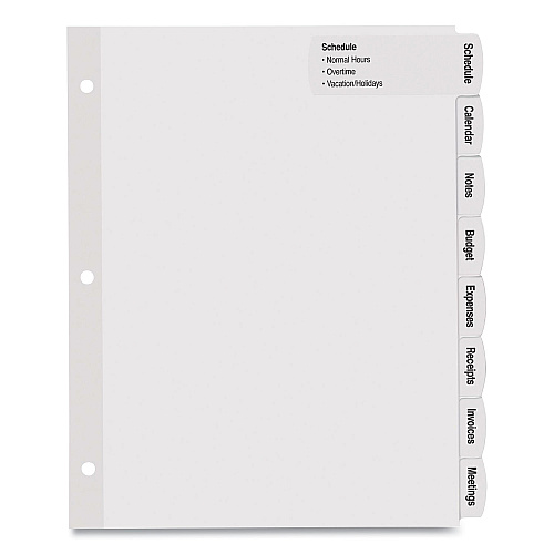Avery Big Tab Printable Large White Label Tab Dividers, 8-Tab, 11 x 8.5, White, 4 Sets (14439)