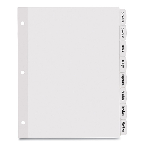 Avery Big Tab Printable White Label Tab Dividers, 8-Tab, 11 x 8.5, White, 4 Sets (14433)