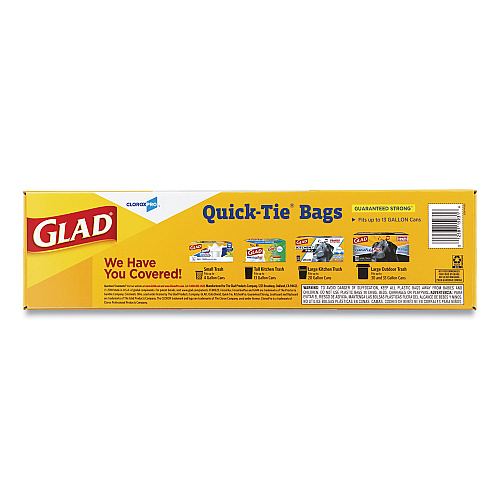 Glad Tall Kitchen Quick-Tie Bags, Tie-Flap, 13 gal, 23.75" x 28", White, 200/Box (15931)