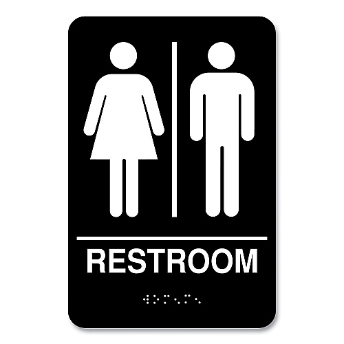 COSCO Indoor Restroom Door Sign, Unixex 5.5 x 8.5, Black/White (098096)