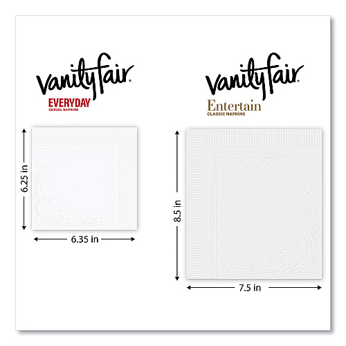 Vanity Fair Everyday Casual Napkins, 2-Ply, White, 100/Pack (35501)