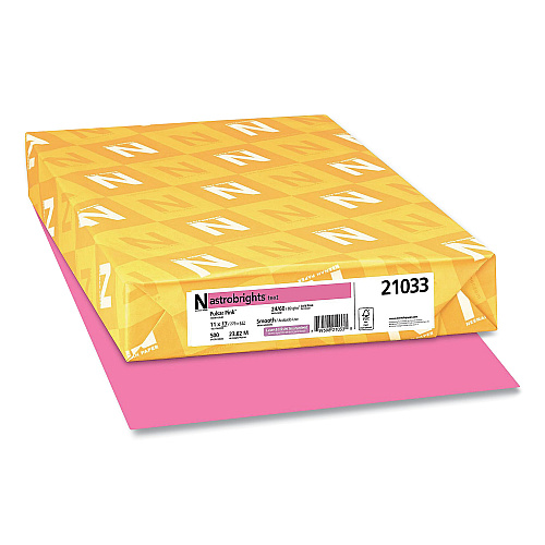 Astrobrights Color Paper, 24 lb Bond Weight, 11 x 17, Pulsar Pink, 500/Ream (2103322623)